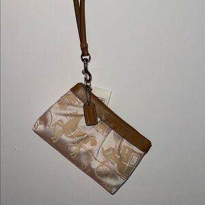 Coach Tan and Cream Wristlet